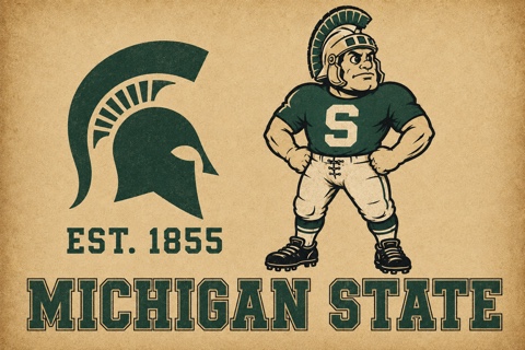 Michigan State Spartan Football Vintage-Style Wall Art