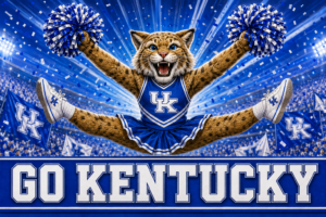Go Kentucky Cat Cheerleader Blue Sports Wall Art