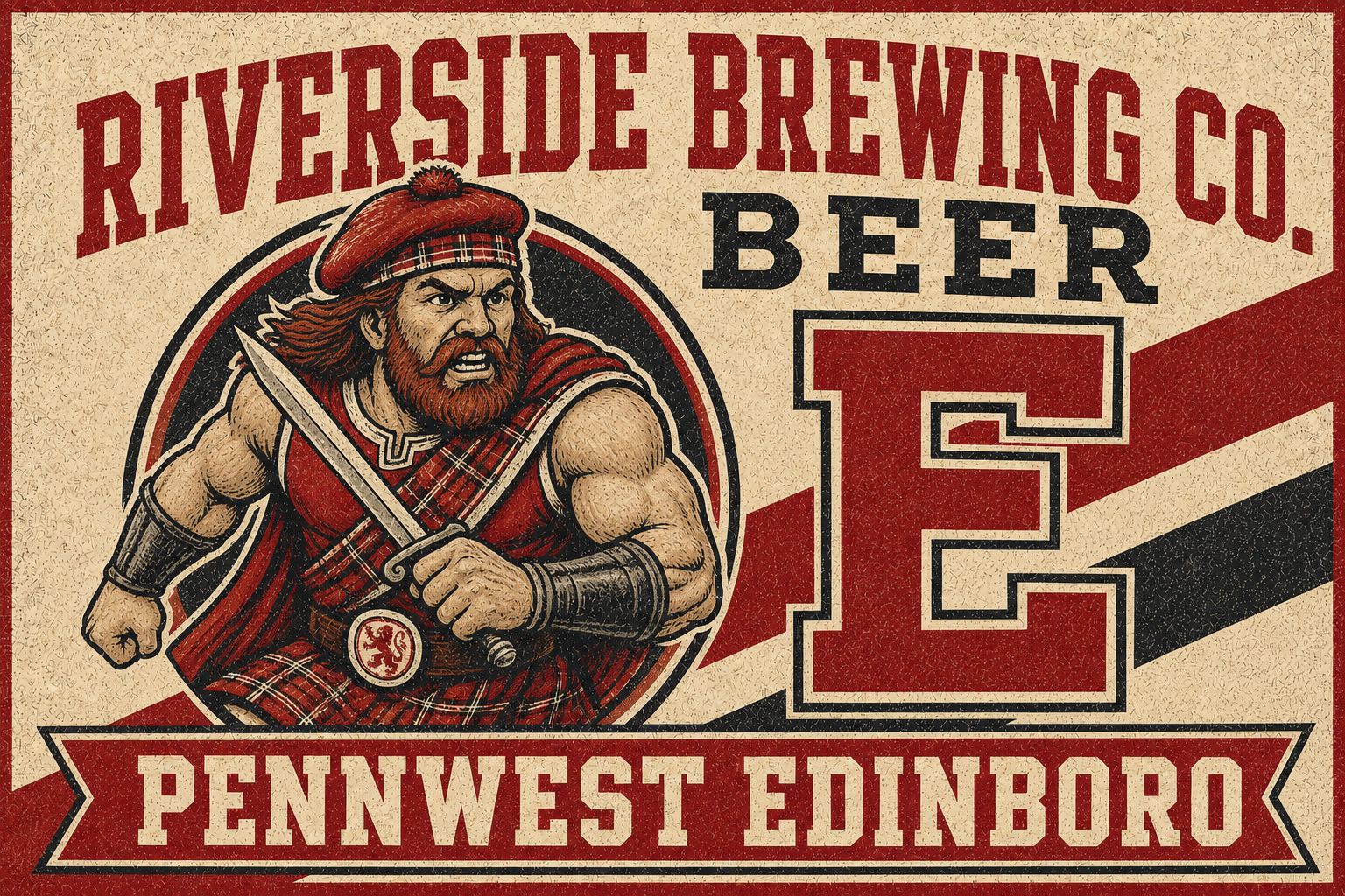 Riverside Brewing Co. Beer 5 Pennwest Edinboro Sign