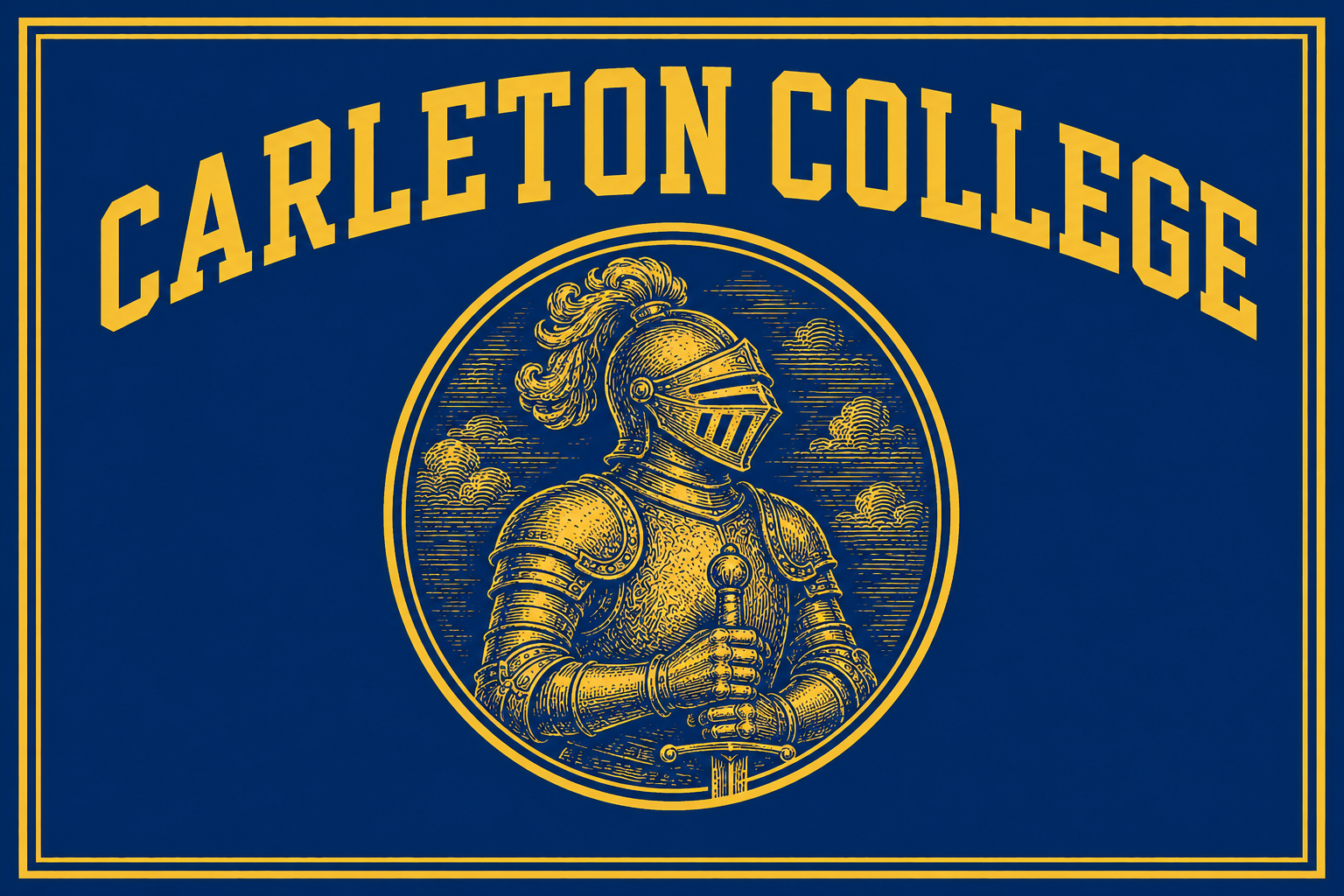 Carleton College Knight Navy and Gold Wall Art