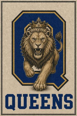 Crowned Lion Queens Vintage-Inspired Wall Art Print