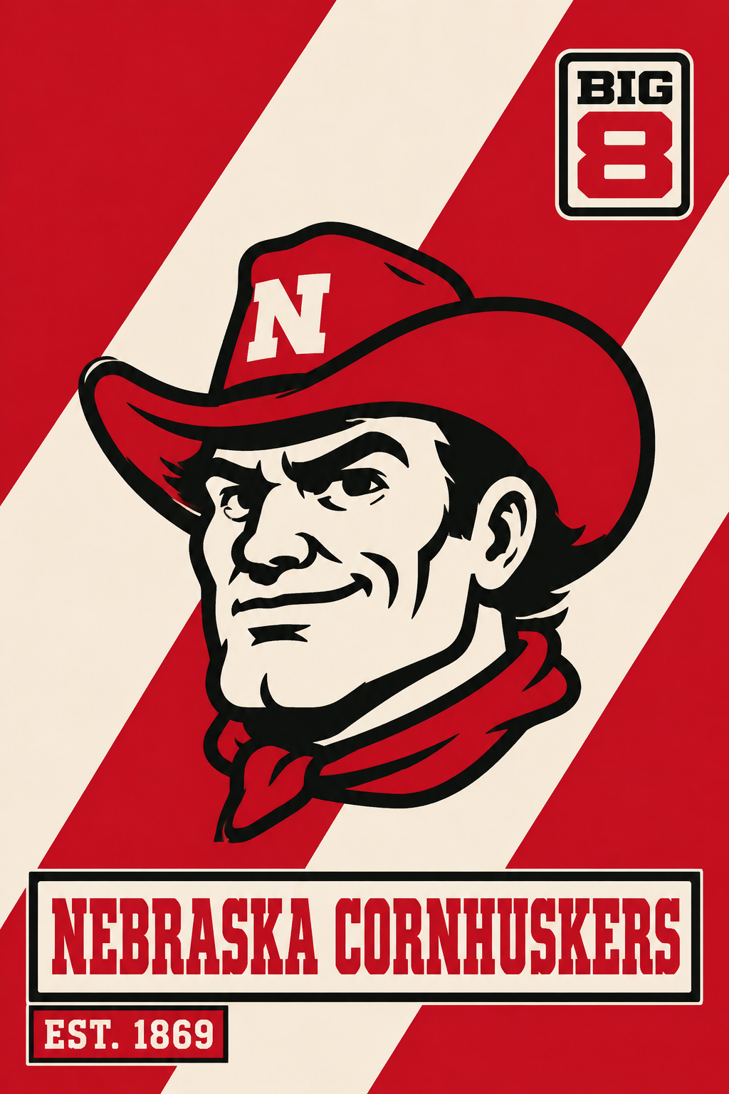 Nebraska Cornhuskers Big 8 Cowboy Poster Design