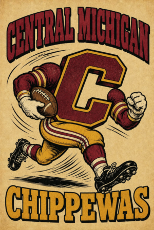 Central Michigan Chippewas Vintage-Style Football Wall Art