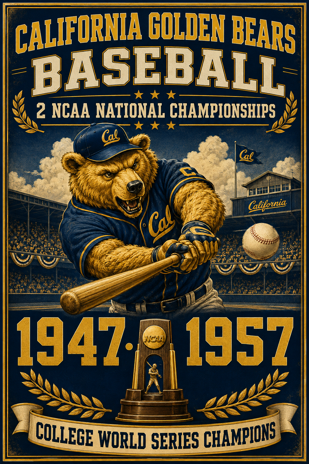 California Golden Bears Baseball Championship Wall Art