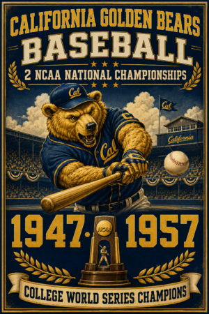 California Golden Bears Baseball Championship Vintage-Style Poster