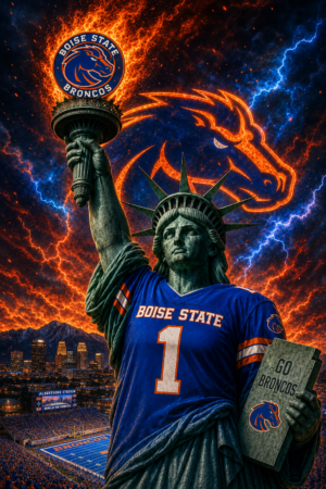 Boise State Broncos Statue of Liberty Football Poster