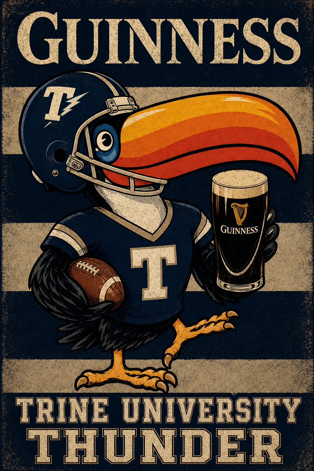 Trine University Thunder Football Raven Guinness Poster