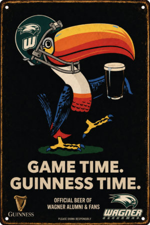 Game Time Guinness Wagner Football Metal-Style Wall Sign