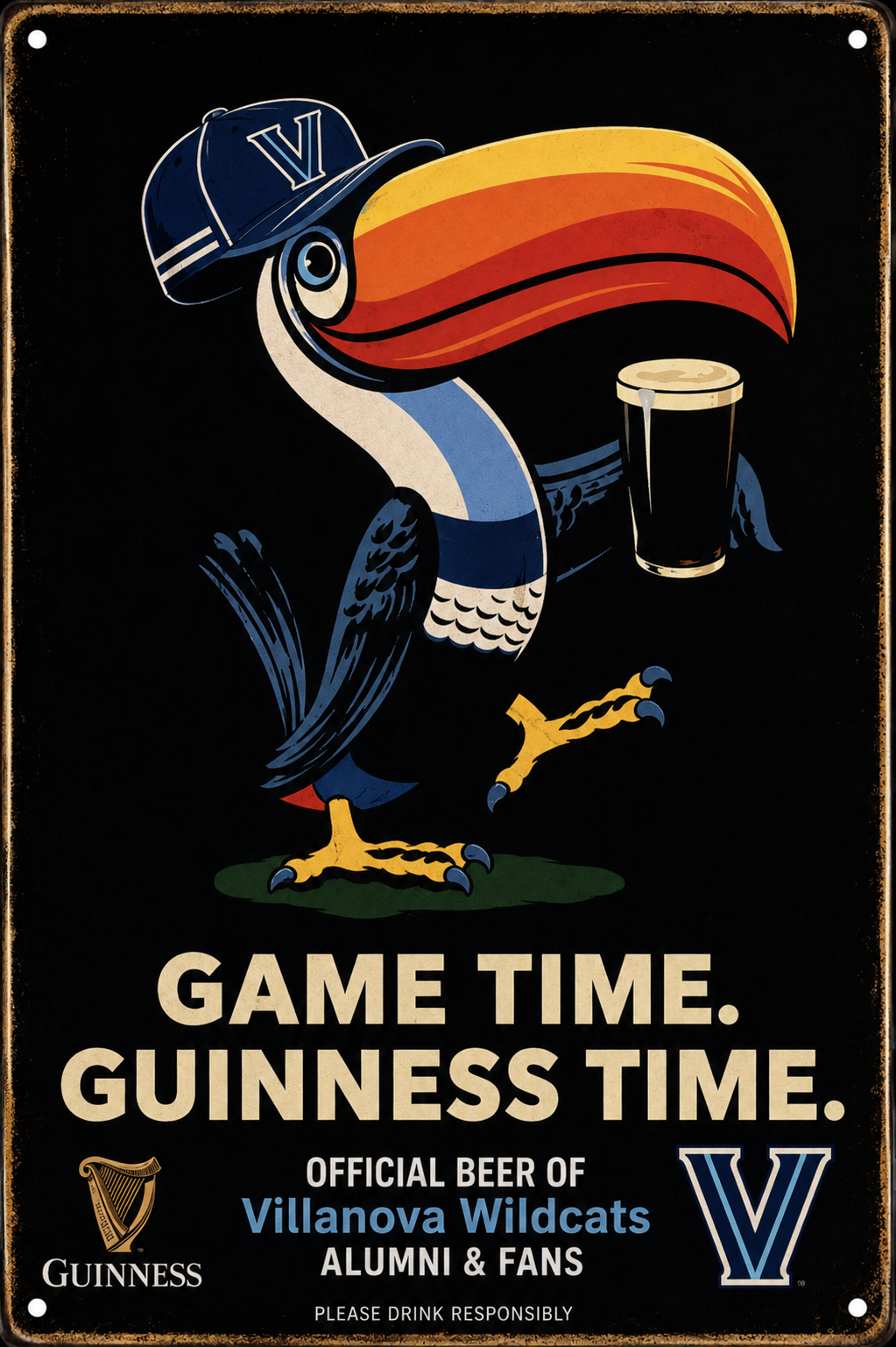 Game Time Guinness Time Villanova Wildcats Wall Sign