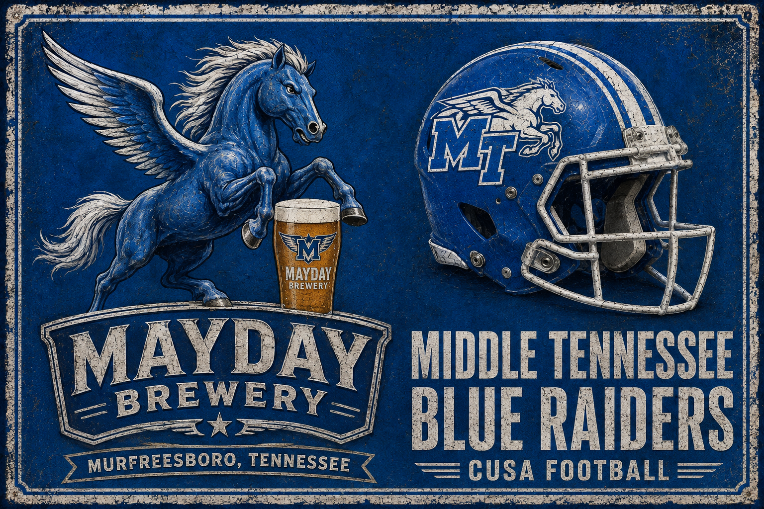 Mayday Brewery Middle Tennessee Blue Raiders Football Wall Art