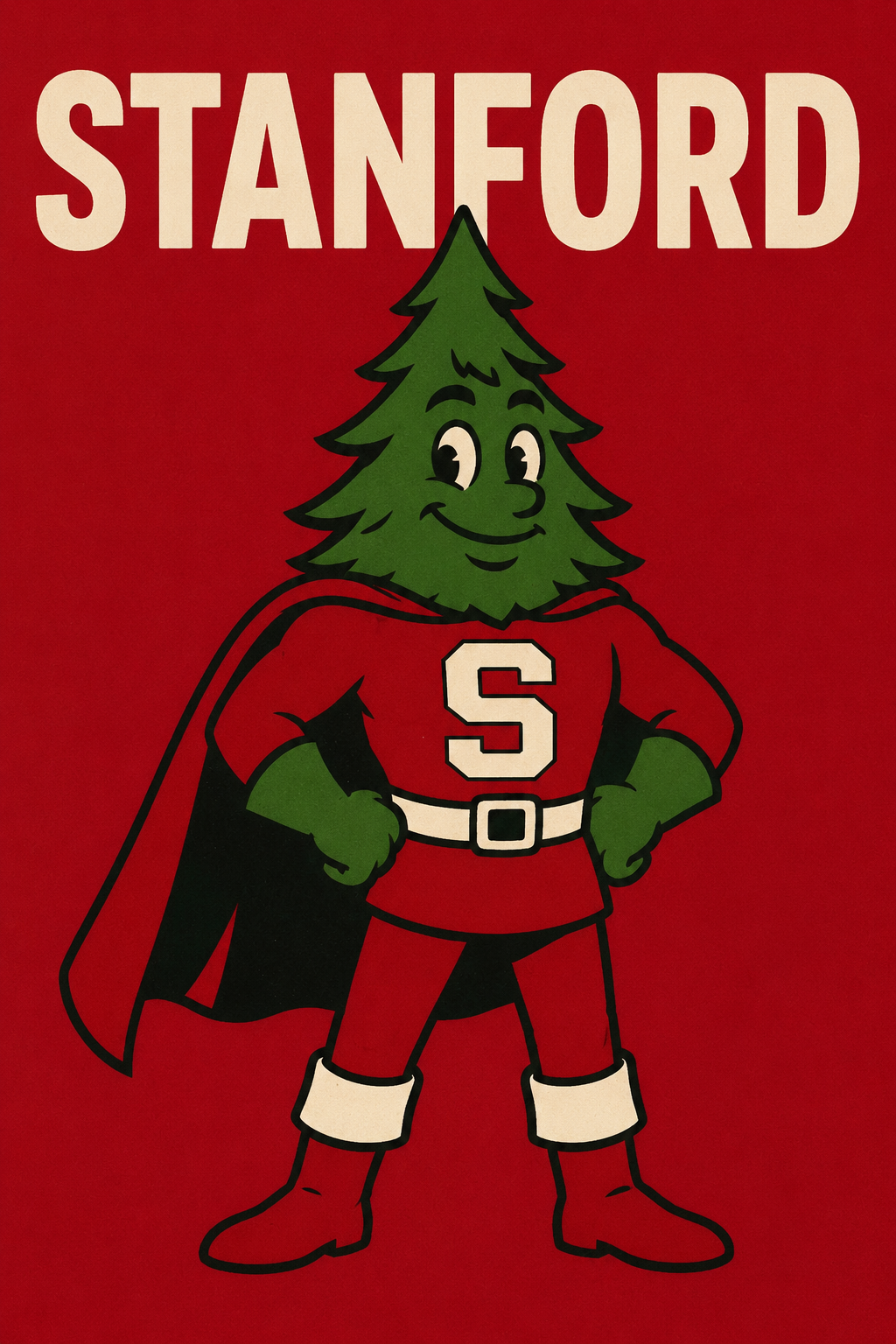 Stanford-Inspired Christmas Tree Mascot Wall Art
