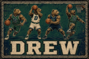 Retro Bear Basketball DREW Wall Art