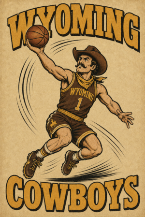 Wyoming Cowboys Vintage Basketball Player Wall Art