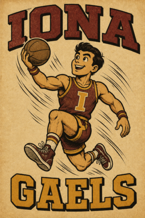 IONA Gaels Vintage-Style Basketball Player Wall Art