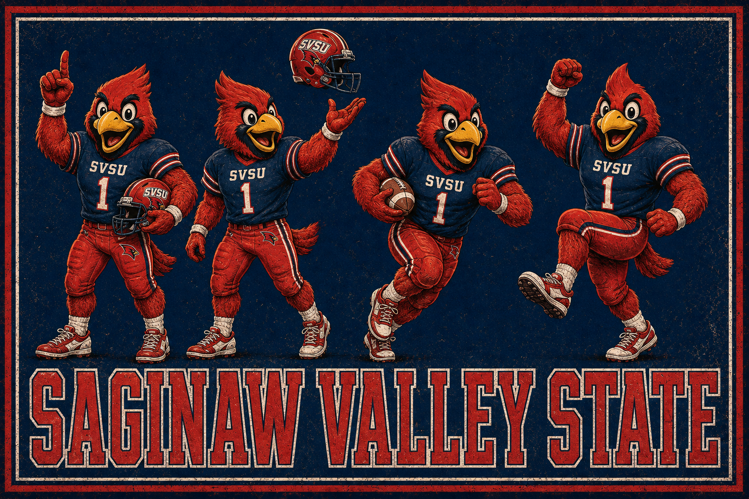 Saginaw Valley State Football Mascot Wall Art