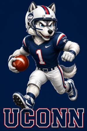 UCONN Husky Football Player Number 1 Design