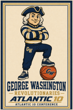 George Washington Revolutionaries Basketball Vintage-Style Poster