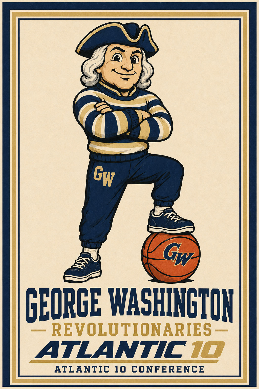 George Washington Revolutionaries Basketball Vintage-Style Poster