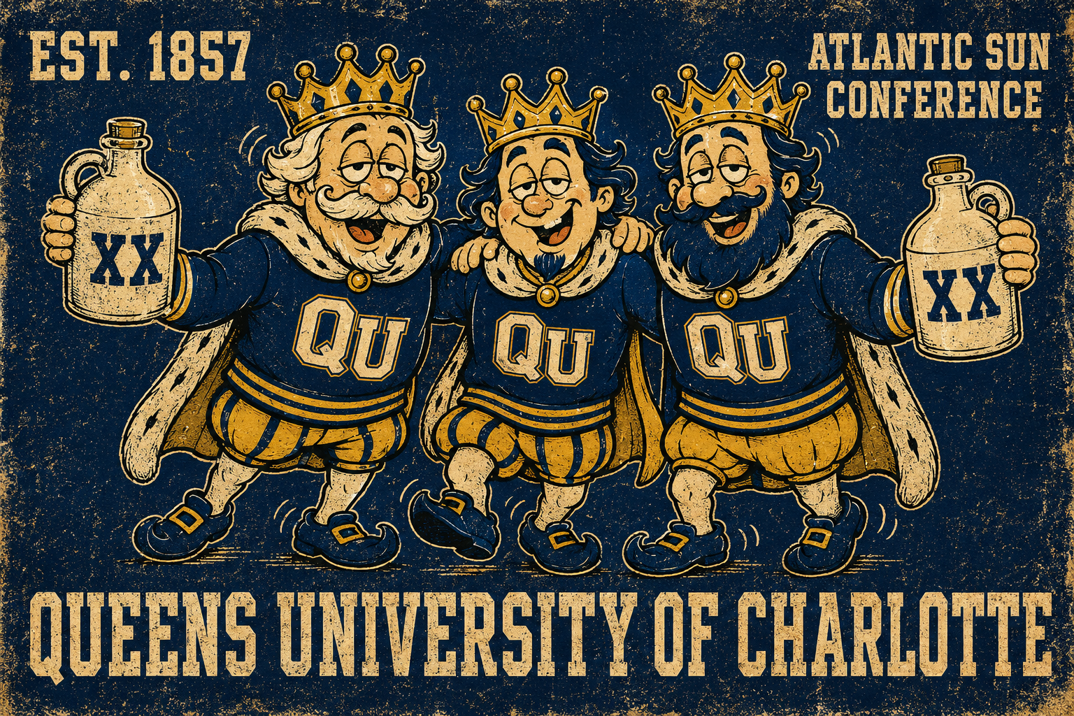 Queens University of Charlotte Three Kings Vintage-Style Wall Art