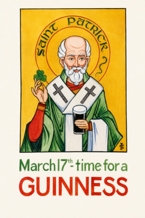 St. Patrick’s Day Guinness-Themed Illustrated Poster