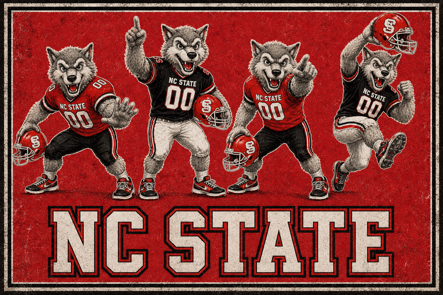NC State Wolfpack Football Mascots Printed Wall Art