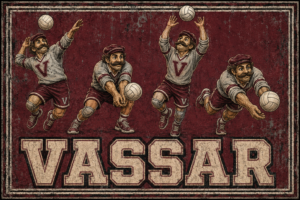 Vintage-Style Vassar Volleyball Players Wall Art
