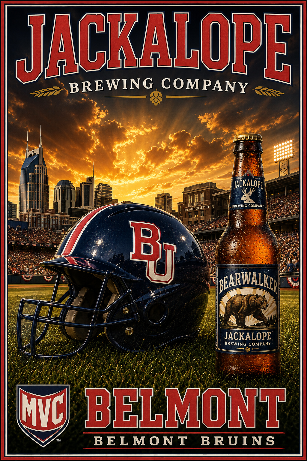 Jackalope Brewing Company Belmont Bruins Football Wall Art