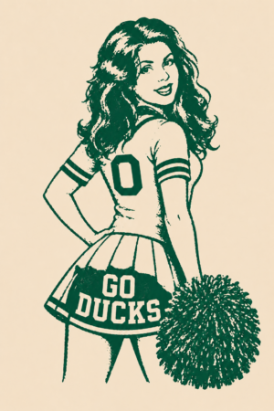 Green Go Ducks Cheerleader Wall Art Print