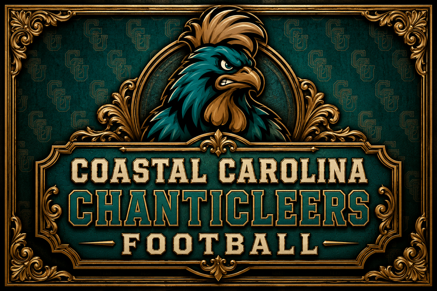 Coastal Carolina Chanticleers Football Ornate Wall Art