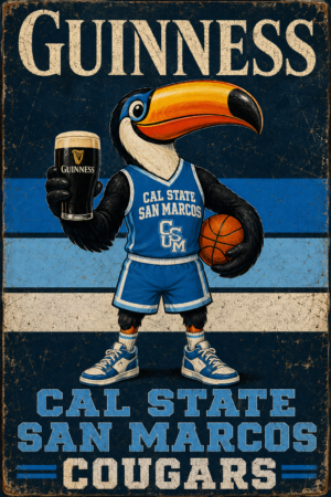 Guinness Cal State San Marcos Cougars Basketball Toucan Sign