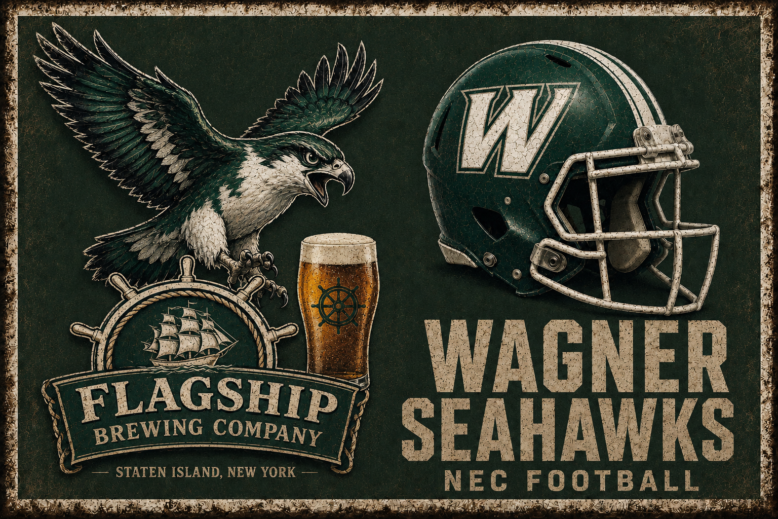 Wagner Seahawks Flagship Brewing Company Football Wall Art