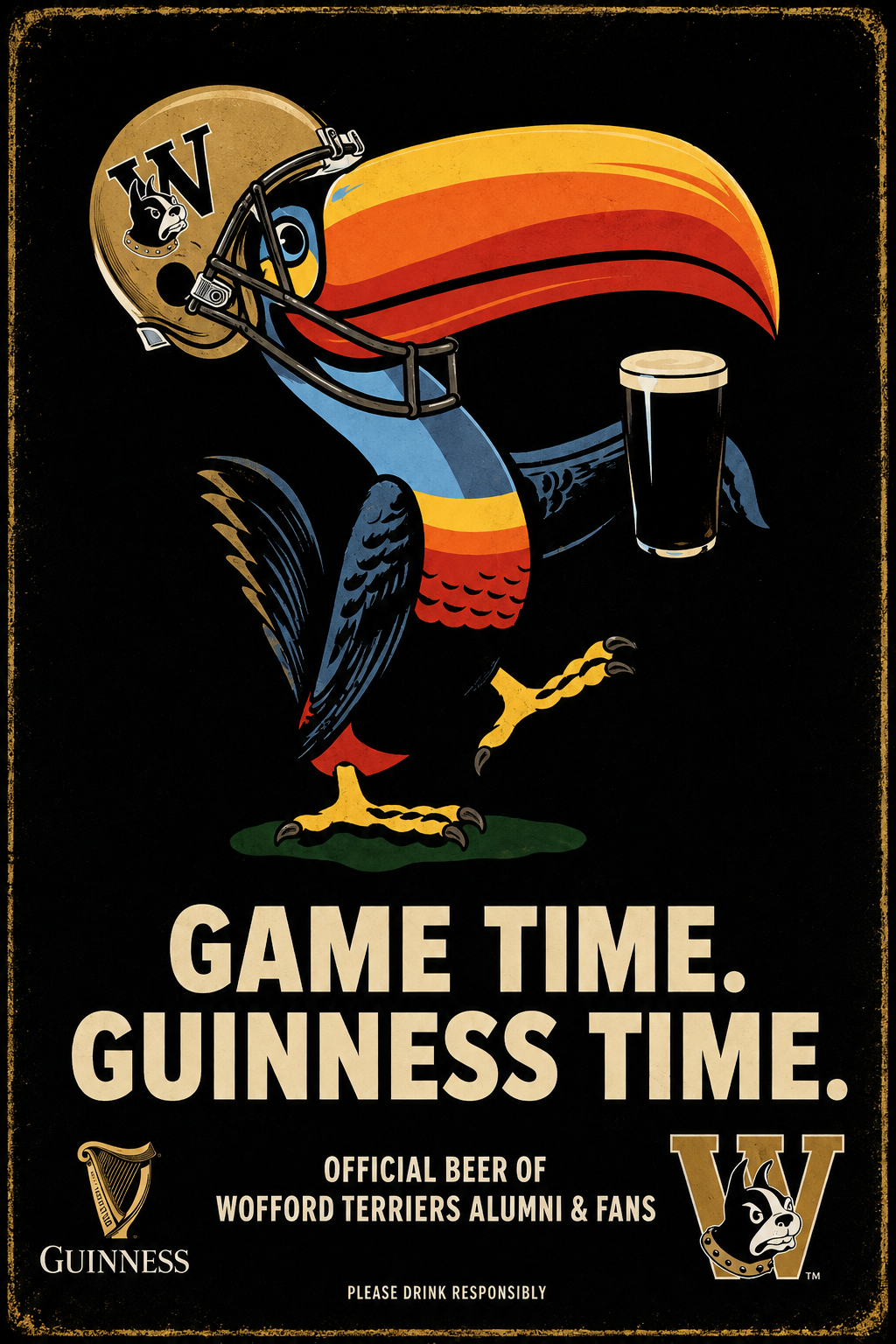 Game Time Guinness Wofford Terriers Football Wall Art