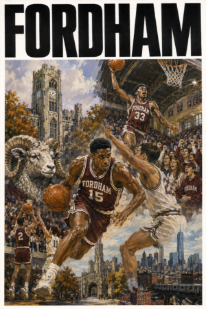 Fordham Basketball Ram Campus Illustrated Wall Art