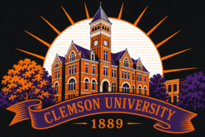 Clemson University 1889 Campus Building Wall Art Design