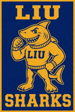 LIU Sharks Blue and Gold Mascot Wall Art