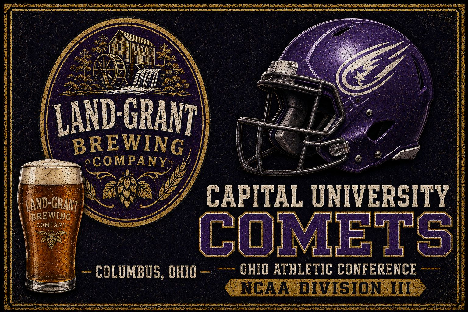 Land-Grant Brewing Capital University Comets Vintage-Style Sign