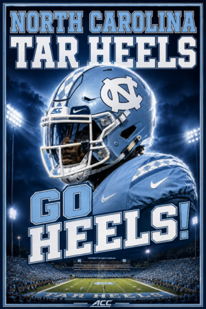 North Carolina Tar Heels Football Go Heels Wall Art Poster