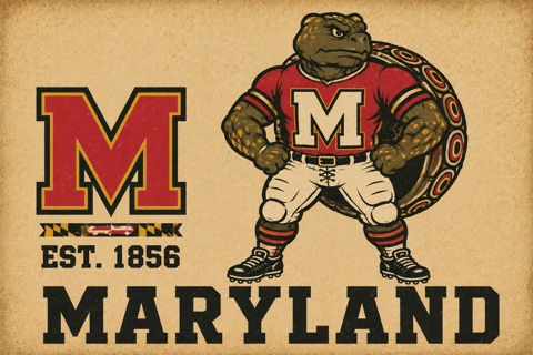 Maryland Terrapin Football Retro Graphic Wall Art