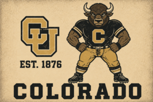 Vintage Colorado Buffalo Football Graphic Wall Art