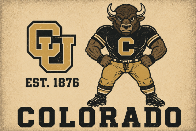Vintage Colorado Buffalo Football Graphic Wall Art