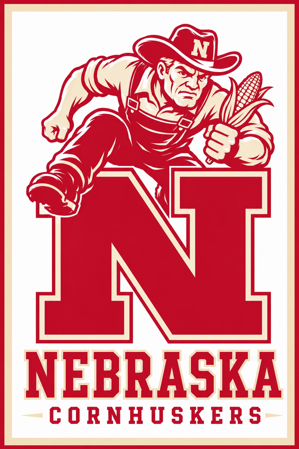 Nebraska Cornhuskers Retro Football Player Wall Art