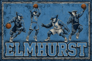Elmhurst Blue Jay Basketball Vintage-Style Wall Art