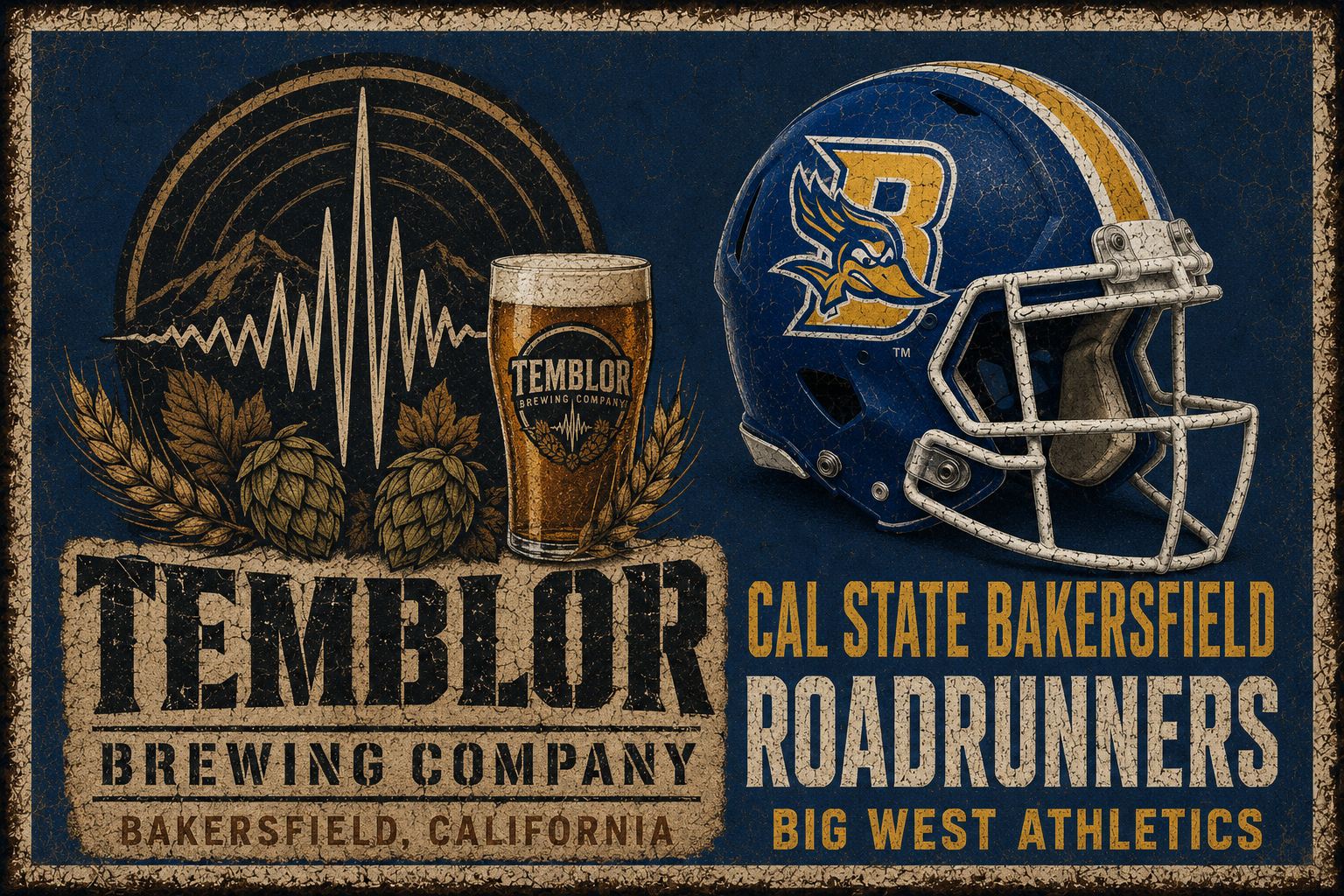 Temblor Brewing Bakersfield Roadrunners Vintage-Style Wall Art