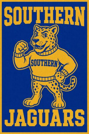 Southern Jaguars Blue and Gold Mascot Wall Art