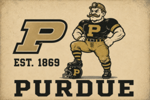 Vintage Purdue Boilermaker P Est. 1869 Design