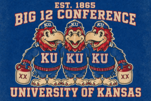 Distressed Big 12 Kansas Jayhawks Trio Wall Art Print