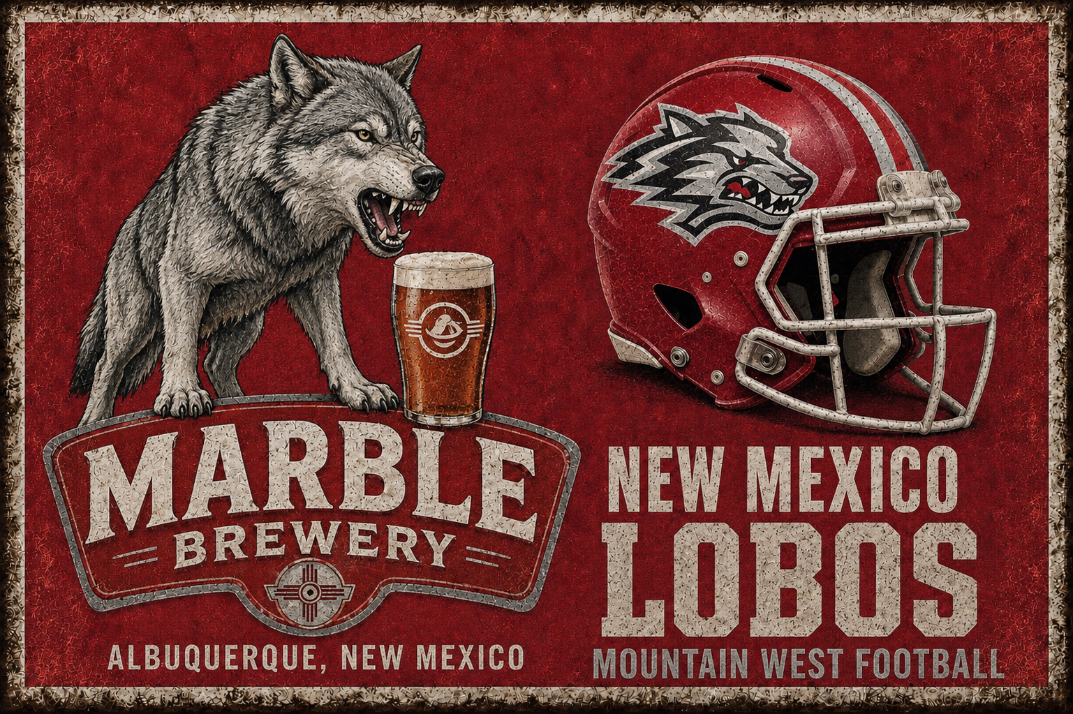 Marble Brewery New Mexico Lobos Football Wall Art