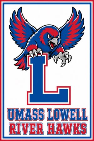 UMass Lowell River Hawks Blue and Red Eagle Wall Art