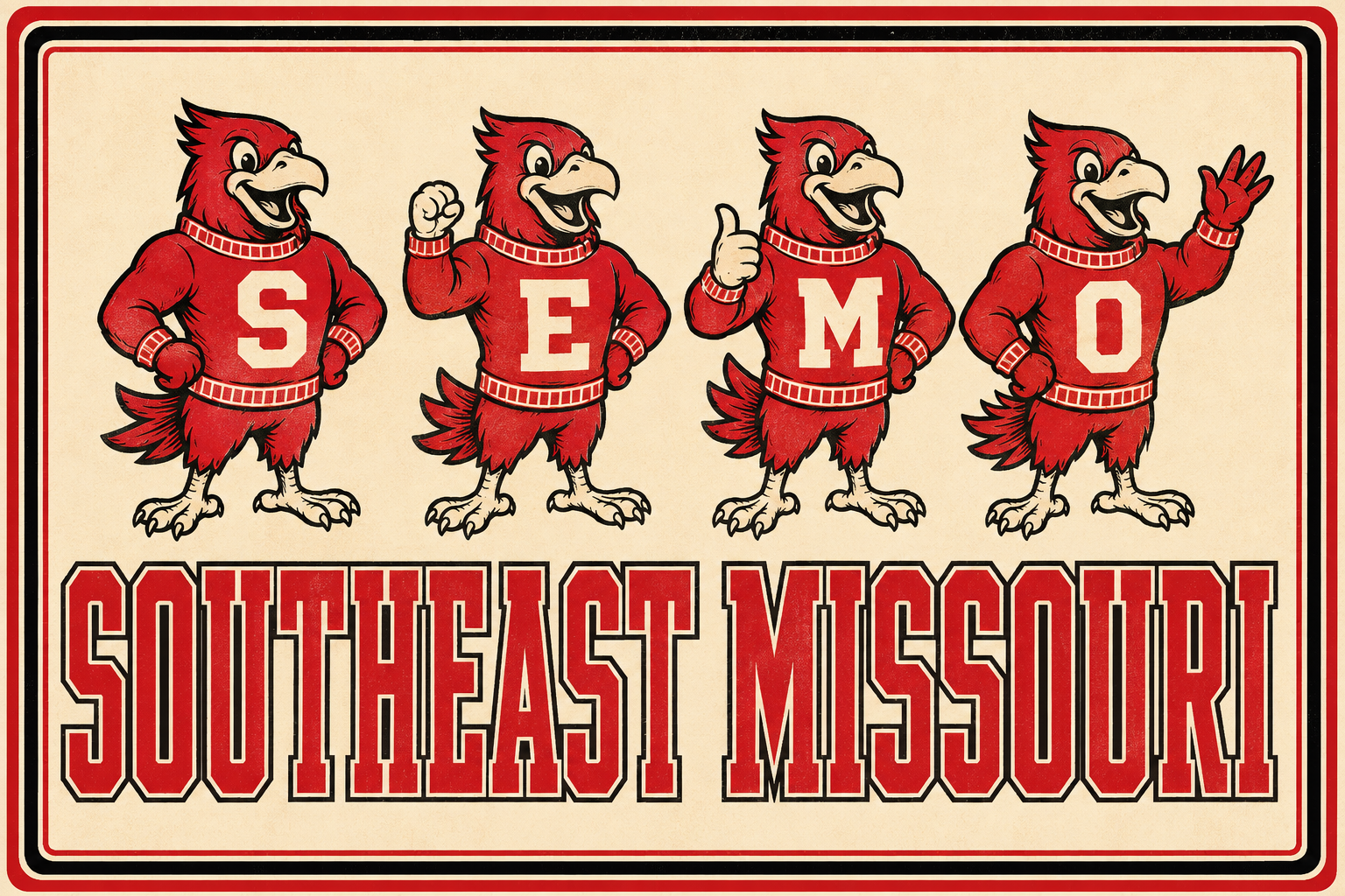 Southeast Missouri Red Bird Mascot Wall Art