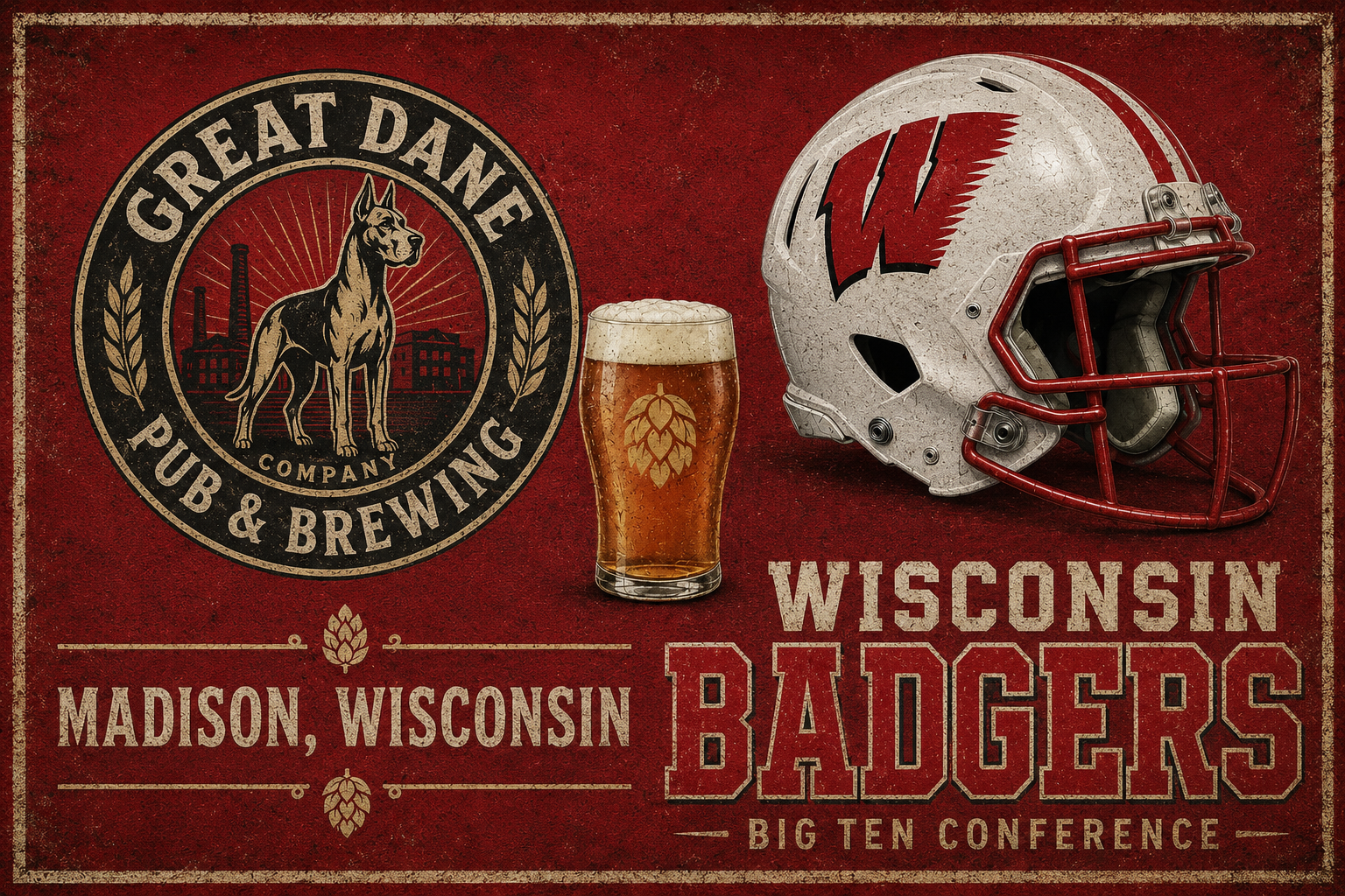 Wisconsin Badgers Great Dane Pub & Brewing Wall Art